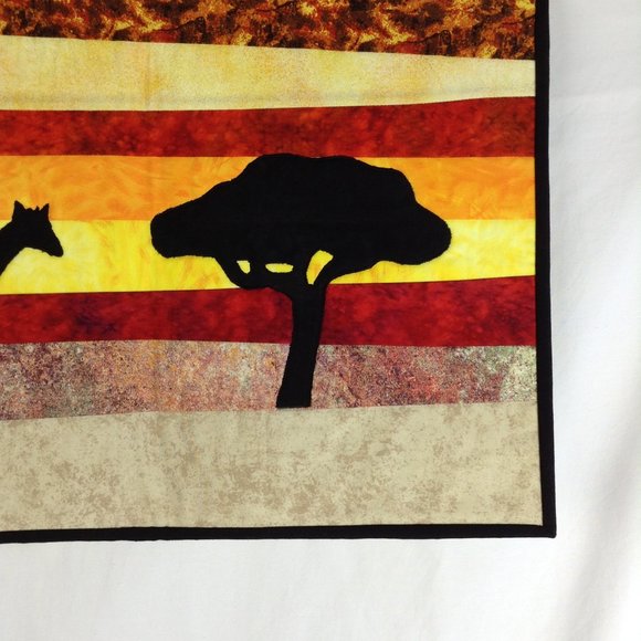 Handmade Quilted Wall Hanging African Serengeti Giraffe & Tree Wall Art - Picture 5 of 14